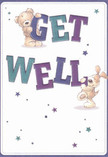 Packed with the cheer and optimism beloved across Barbican, this get well card spotlights a sweetly illustrated duo-a bright-eyed bear and a floppy-eared puppy-each beaming with heartfelt encouragement. Their joyful interaction brings the lively 'Get Well' message to life, with thick, colour-rich letters in teal and violet standing out against a soft, luminous background. Playful starbursts in curtained blues and purples float across the scene, conjuring the sensation of starlight over local Barbican walkways at dusk. The tactile softness of the bear and puppy fur, lovingly detailed, makes the image almost huggable, promising comfort from afar. This card's buoyant design has the same effect as a freshly delivered bouquet from a local Barbican flower shop-lifting spirits and spreading warmth, whether destined for a friend on Golden Lane or a loved one near Smithfield. Each detail is a subtle celebration of community care and the rejuvenating power of kindness.